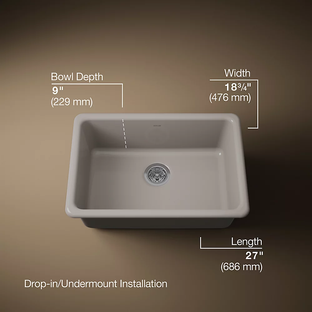 Kohler 5708-TRF Iron/Tones 27 Single Bowl Kitchen Sink