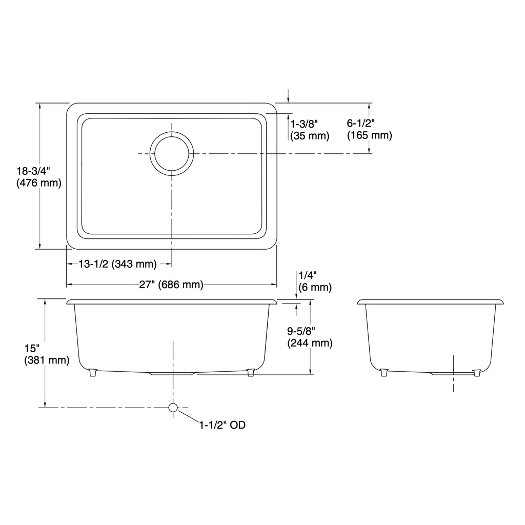 Kohler 5708-TRF Iron/Tones 27 Single Bowl Kitchen Sink