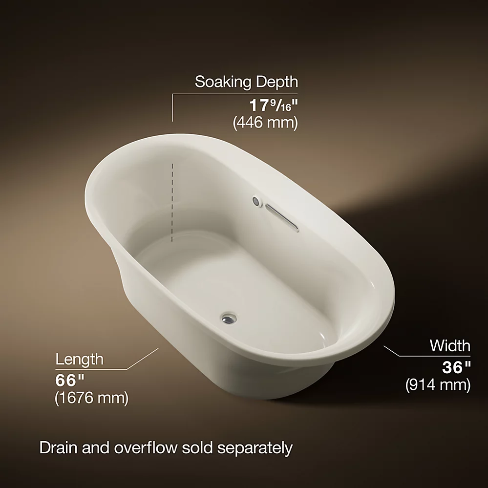 Kohler 5715-W1-96 Underscore 66X36 Oval Bath W/Bask