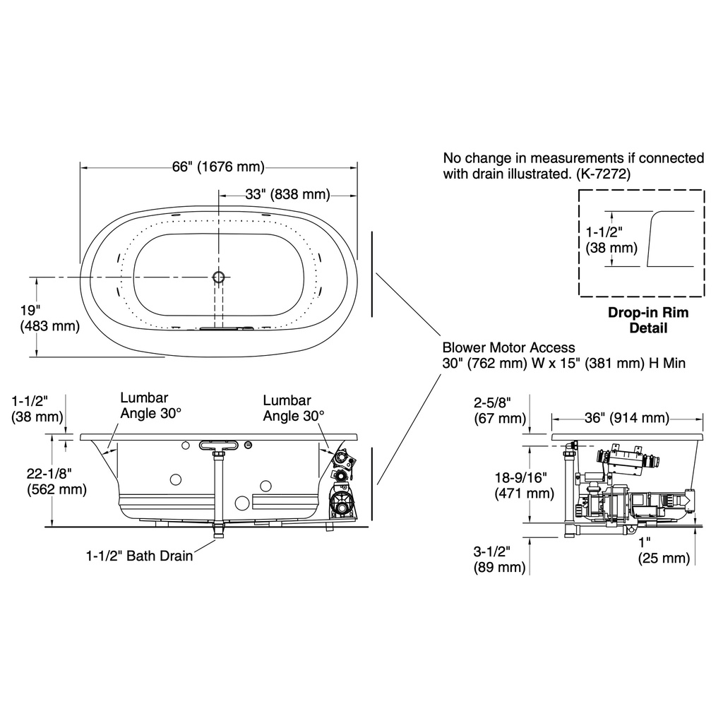 Kohler 5716-XHGH-96 Underscore Bbm Whirlpool