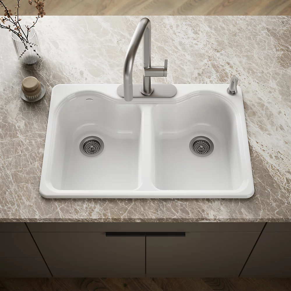 Kohler 5818-4-0 Hartland Dbl Equal, Sr, Sink 4 Hole
