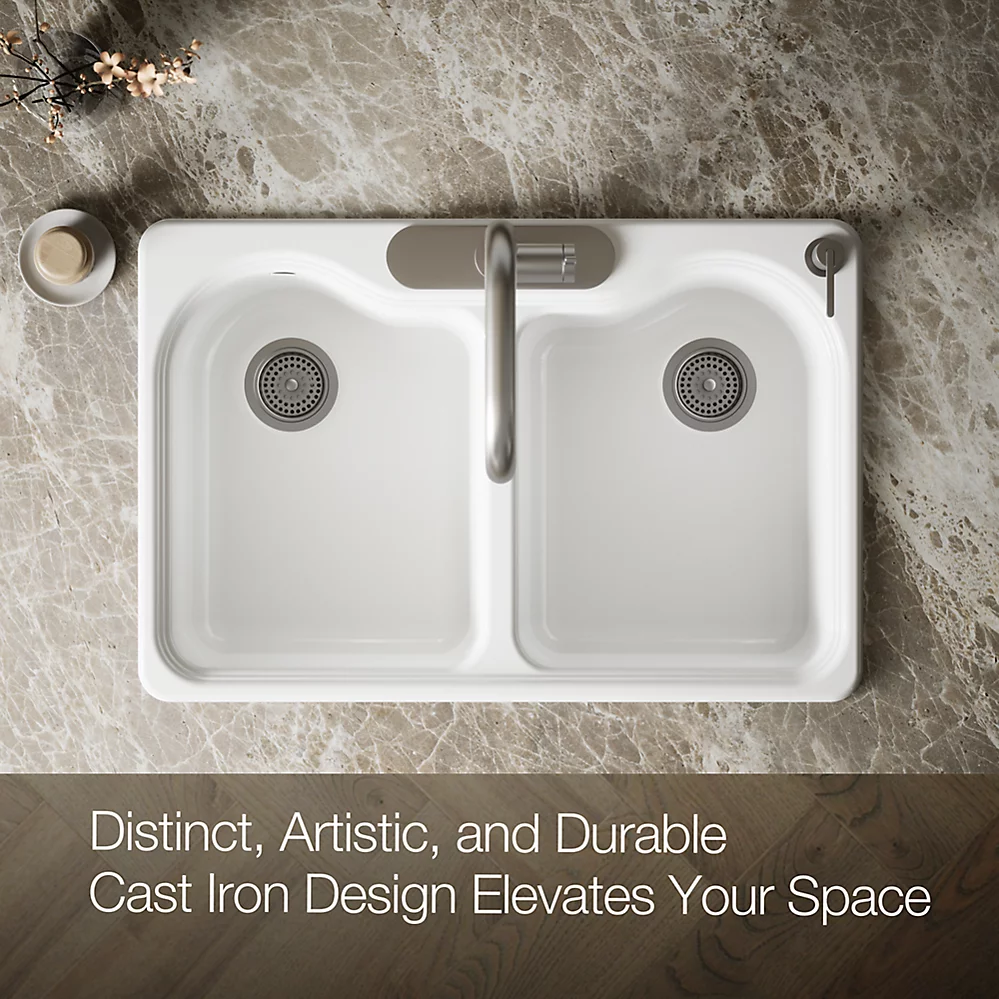 Kohler 5818-4-0 Hartland Dbl Equal, Sr, Sink 4 Hole