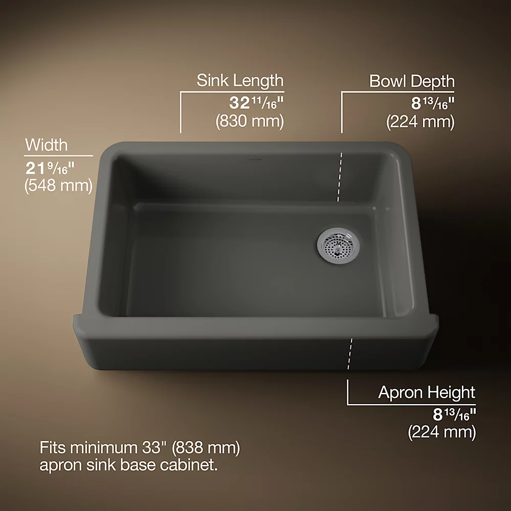 Kohler 5827-58 Whitehaven, Uc, 33 , Tall Apron Sink
