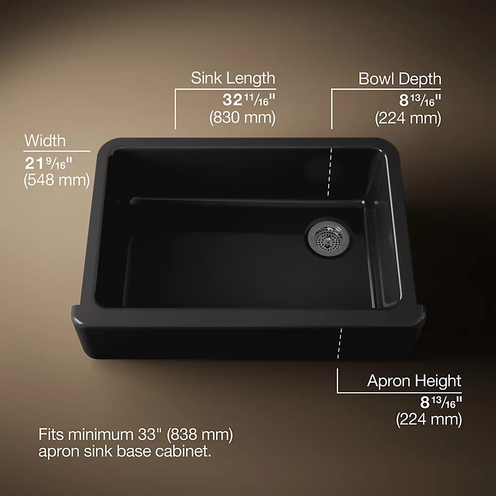 Kohler 5827-7 Whitehaven, Uc, 33 , Tall Apron Sink