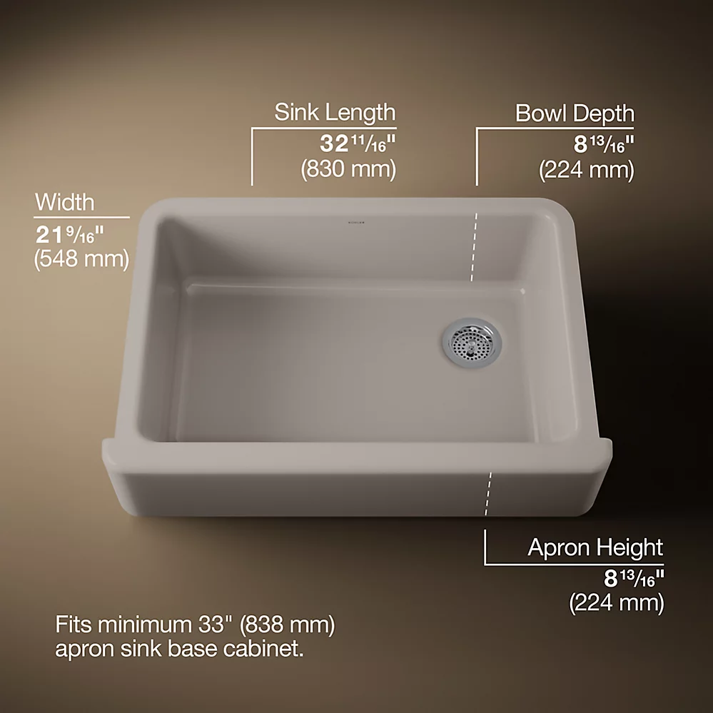 Kohler 5827-TRF Whitehaven Uc 33 Tall Apron Sink