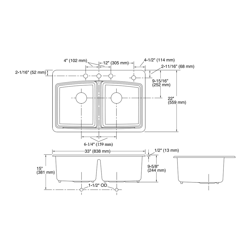 Kohler 5846-4-0 Brookfield Sink, De, Sr, 4-Hole