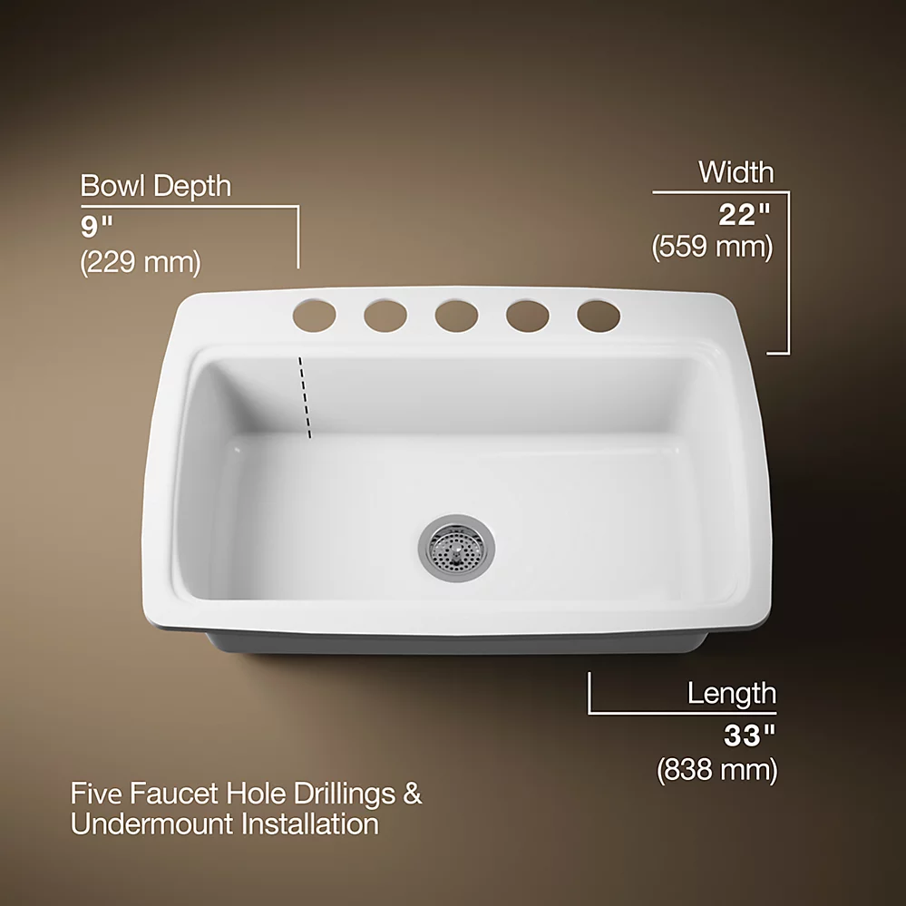 Kohler 5864-5U-0 Cape Dory Uc Sink 33X22