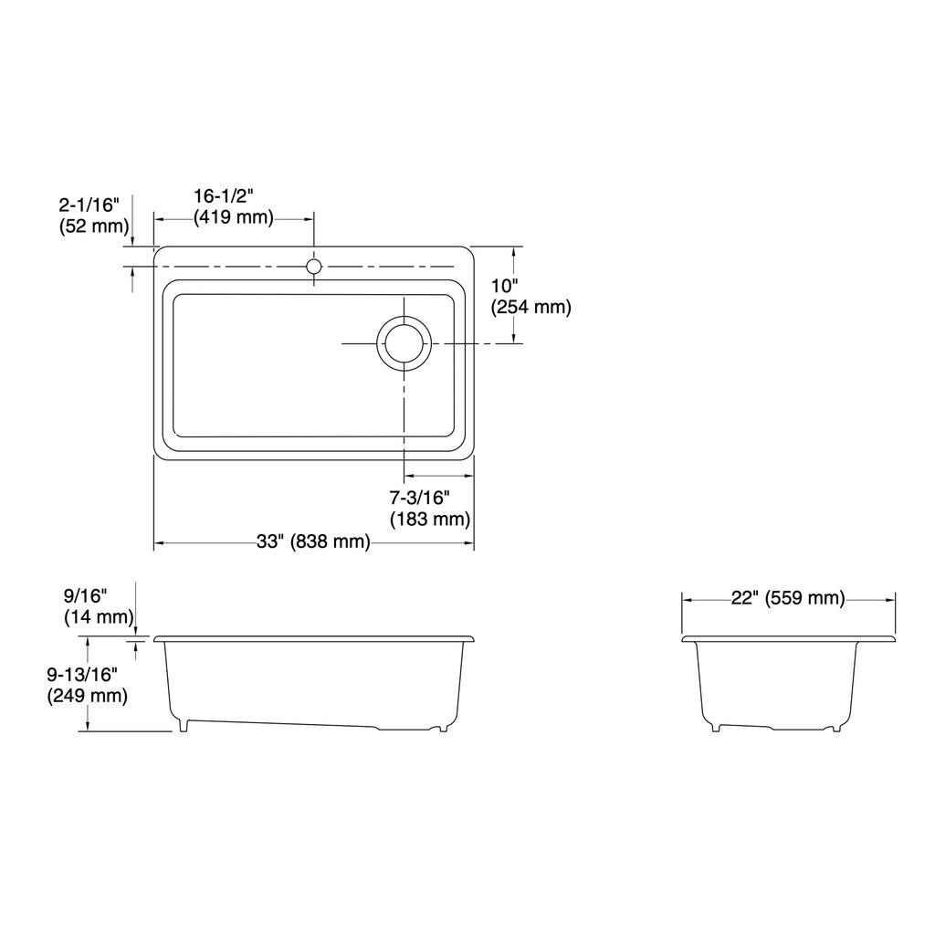 Kohler 5871-1A1-96 Riverby Sink Single Sr 1-Hole