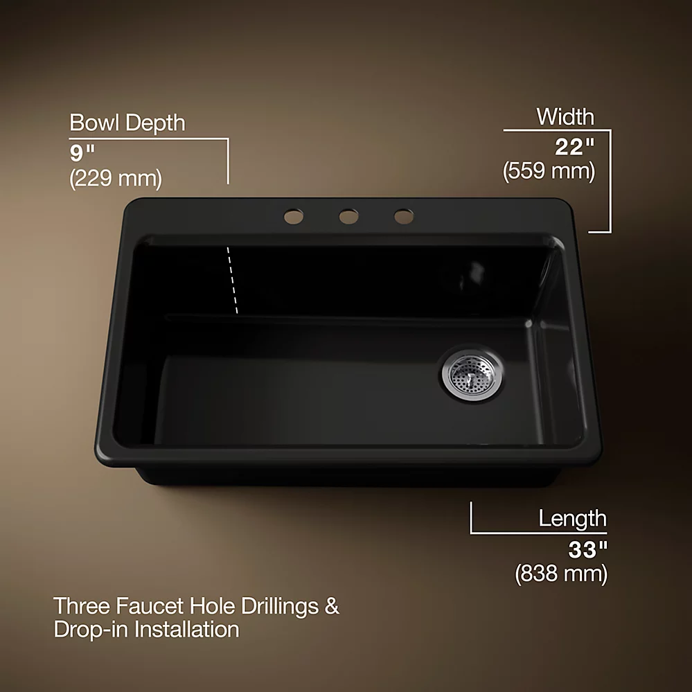 Kohler 5871-3A1-7 Riverby Sink Single Sr 3-Hole