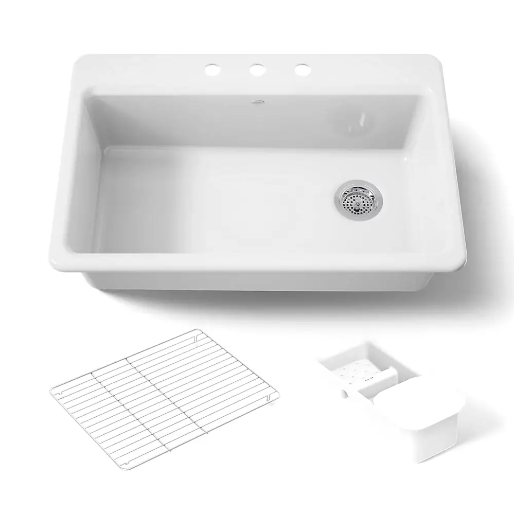 Kohler 5871-3A2-0 Riverby Sink, Single, Sr, 3-Hole
