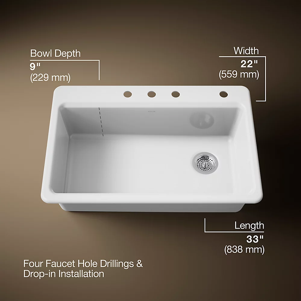 Kohler 5871-4A1-0 Riverby Sink Single Sr 4-Hole
