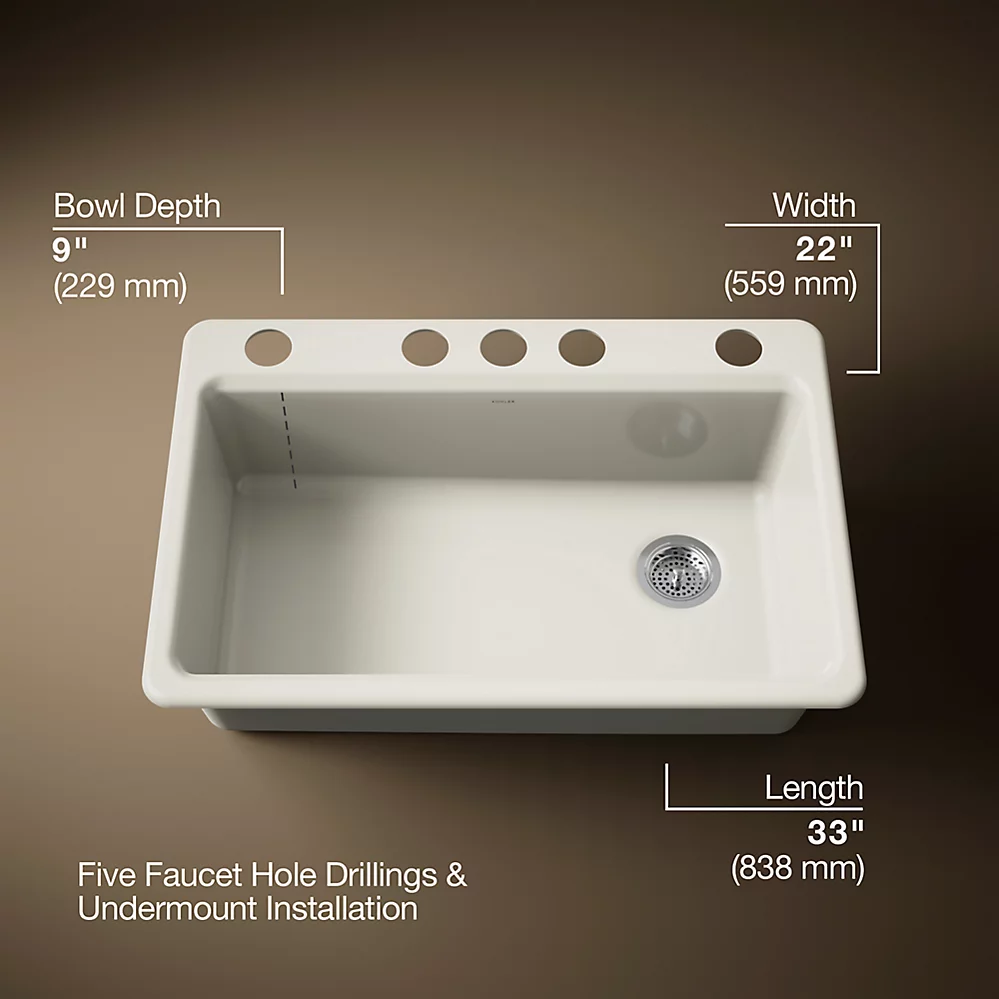 Kohler 5871-5UA1-96 Riverby Sink Single Uc 5U-Hole