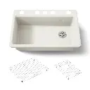 Kohler 5871-5UA1-96 Riverby Sink Single Uc 5U-Hole