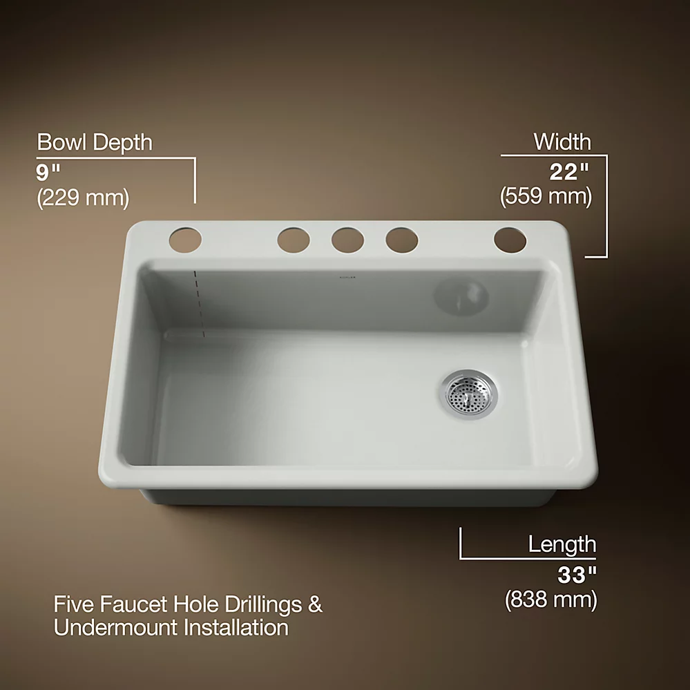 Kohler 5871-5UA1-FF Riverby Sink Single Uc 5U-Hole