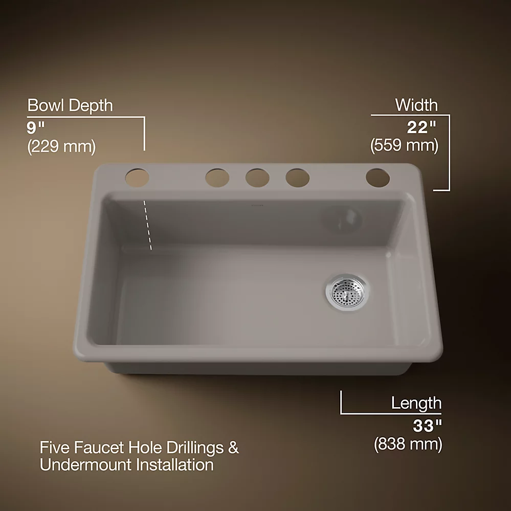 Kohler 5871-5UA1-TRF Riverby Sink Single Uc 5U-Hole