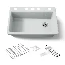 Kohler 5871-5UA3-95 Riverby Sink, Single, Uc, 5U-Hole