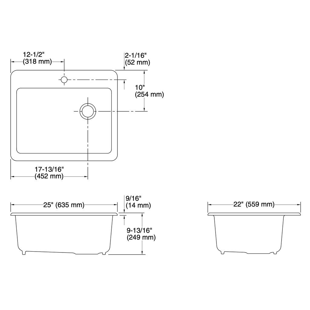 Kohler 5872-1A1-0 Riverby Sink, Single, Sr, 1-Hole