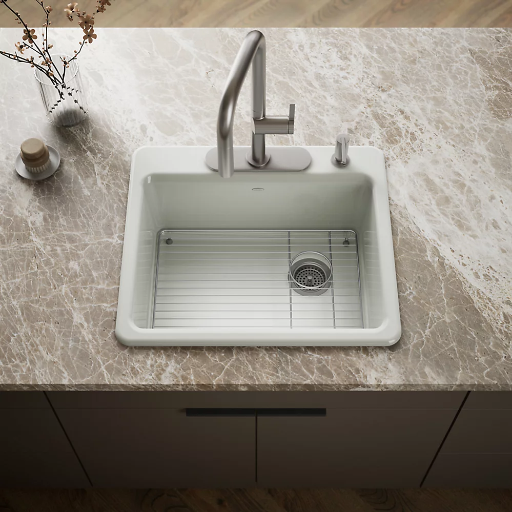 Kohler 5872-4A1-FF Riverby Sink, Single, Sr, 4-Hole