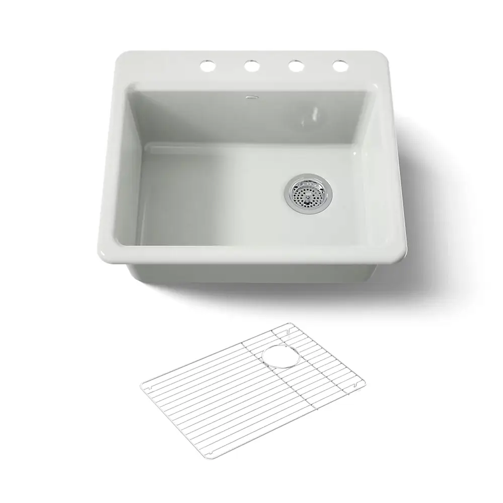 Kohler 5872-4A1-FF Riverby Sink, Single, Sr, 4-Hole