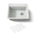 Kohler 5872-4A1-FF Riverby Sink, Single, Sr, 4-Hole