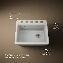 Kohler 5872-5UA1-FF Riverby Sink, Single, Uc, 5U-Hole