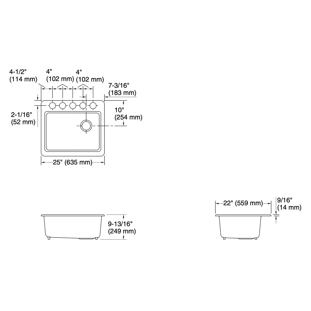 Kohler 5872-5UA1-TRF Riverby Sink Single Uc 5U-Hole