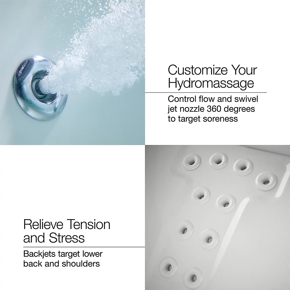Kohler 1164-W1-0 Sunward 72" x 42" Drop-in Whirlpool Heated Bath White