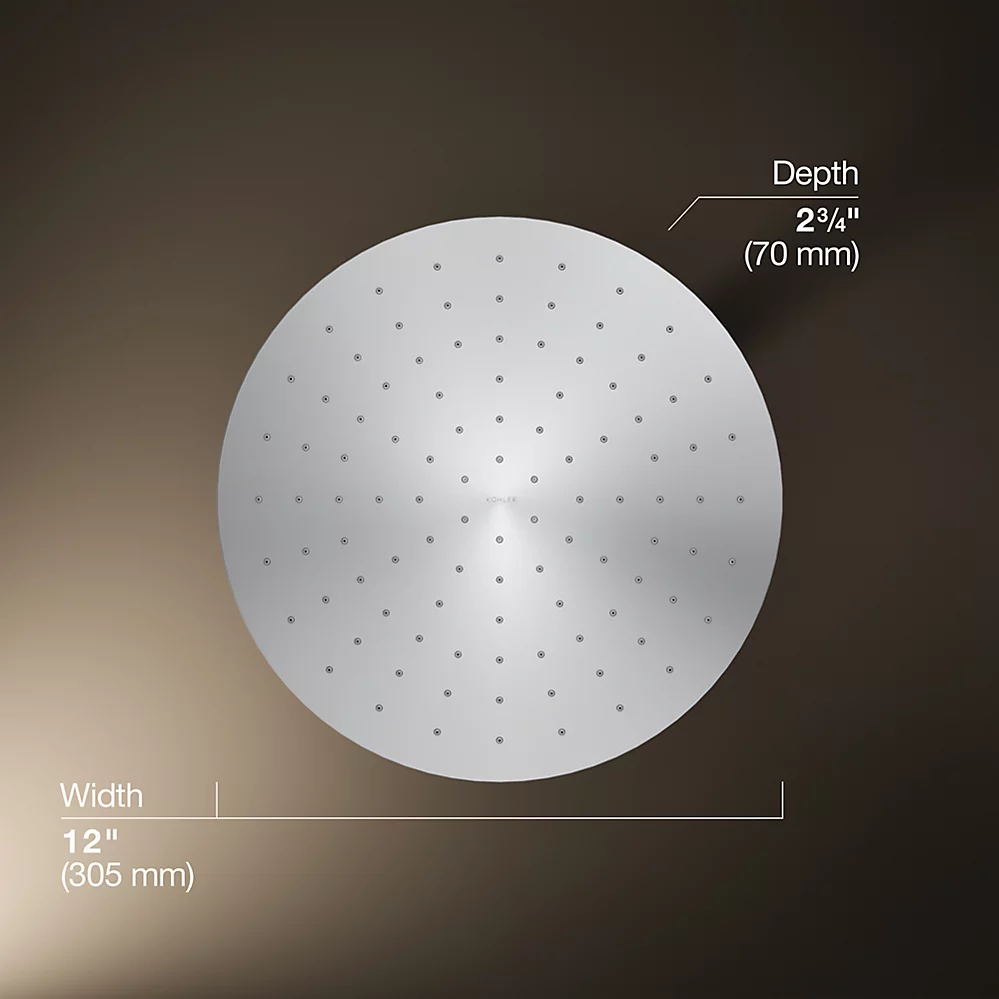 Kohler 13690-CP Contemporary Round 12 Rainhead With Katalyst Air-Induction Spray 2.5 GPM 