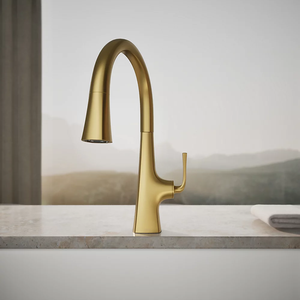 Kohler 22062-2MB Graze Pull Down Kitchen Sink Faucet Vibrant Brushed Modern Brass