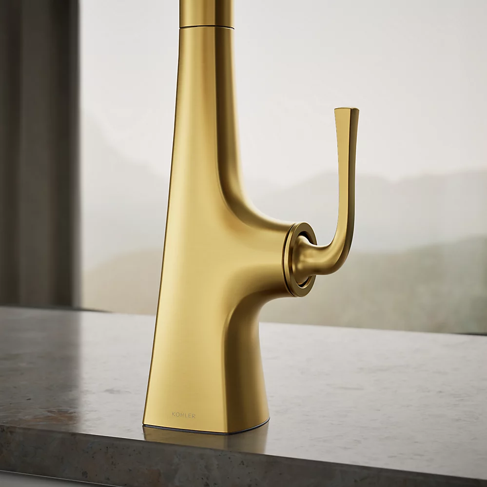 Kohler 22062-2MB Graze Pull Down Kitchen Sink Faucet Vibrant Brushed Modern Brass
