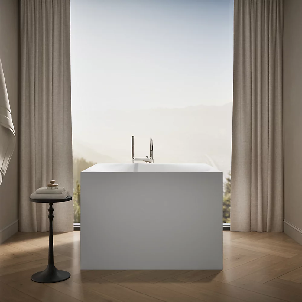 Kohler 31404-PF-HW1 Stillness Smart Soak 46" x 46" Freestanding Bath Honed White