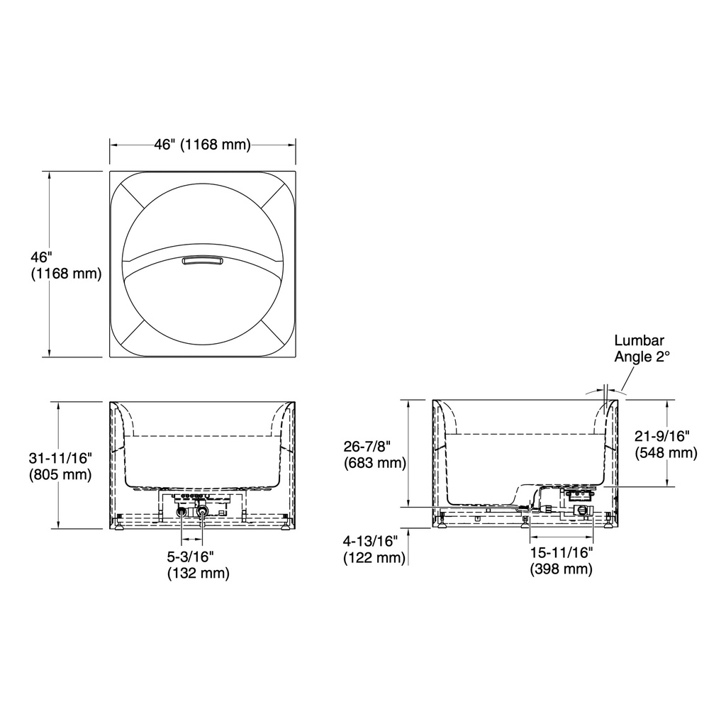 Kohler 31404-PF-HW1 Stillness Smart Soak 46" x 46" Freestanding Bath Honed White