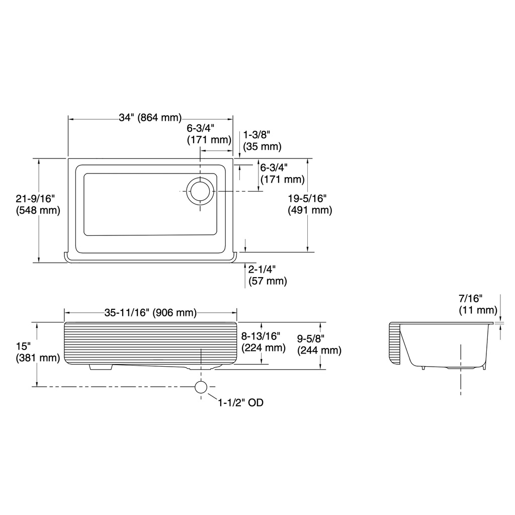 Kohler 6351-0 Whitehaven Hayridge Uc 36 X9 Sink