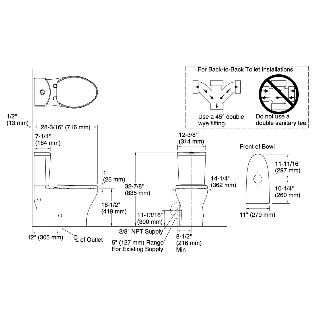 Kohler 6355-7 Persuade Curv 2-Piece Toilet, Ea