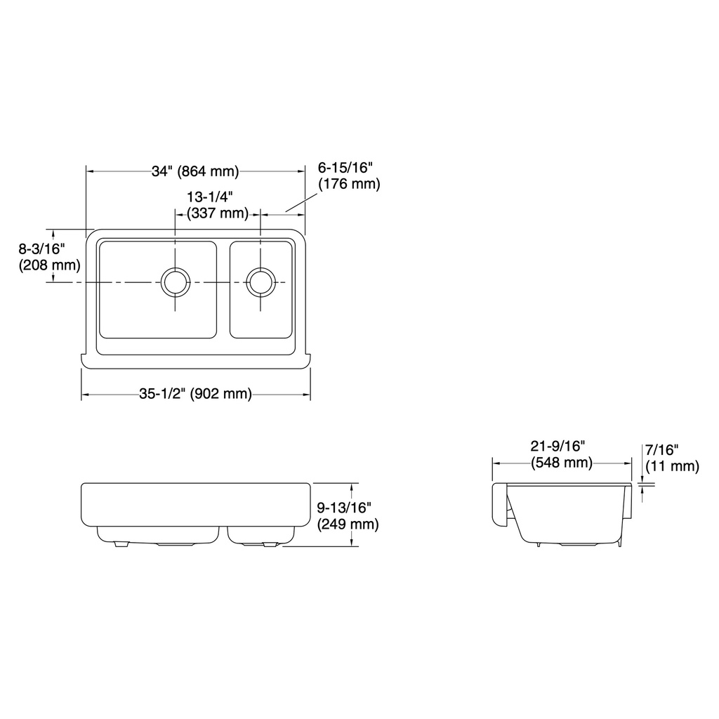 Kohler 6426-0 Whitehaven Uc, 36 Sd, Short Apron Sink
