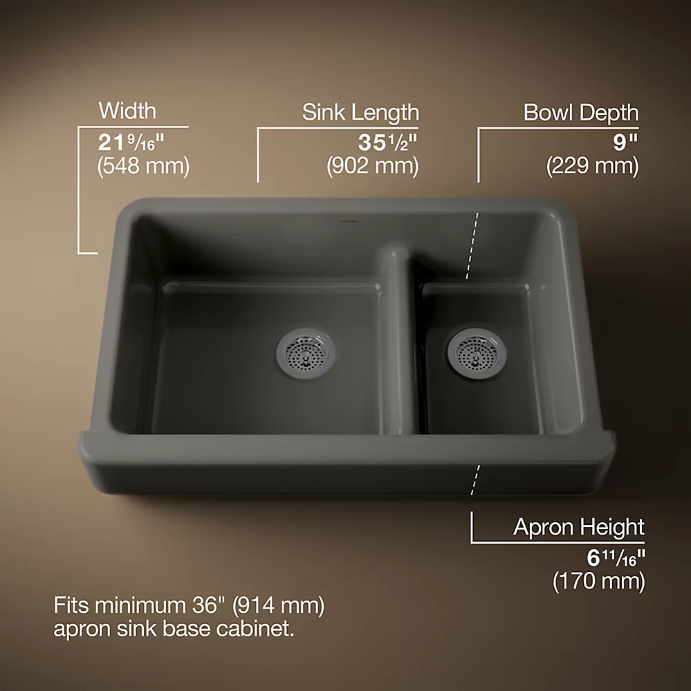 Kohler 6426-58 Whitehaven Uc, 36 Sd, Short Apron Sink