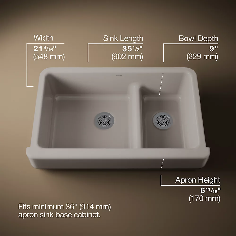 Kohler 6426-TRF Whitehaven Uc 36 Sd Short Apron Sink
