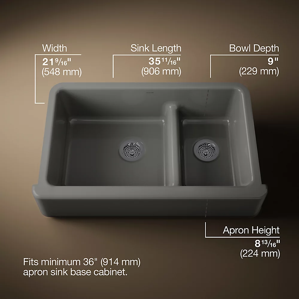 Kohler 6427-58 Whitehaven Uc, 36 Sd, Tall Apron Sink