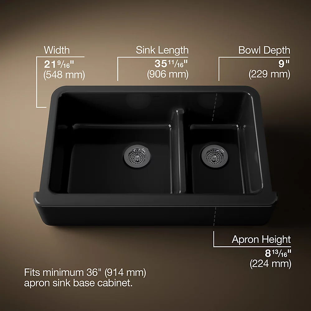 Kohler 6427-7 Whitehaven Uc, 36 Sd, Tall Apron Sink