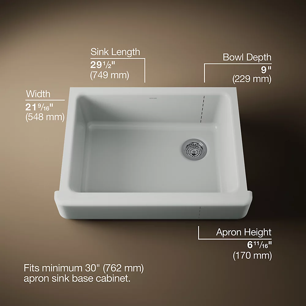 Kohler 6486-95 Whitehaven Uc, 30 , Short Apron Sink