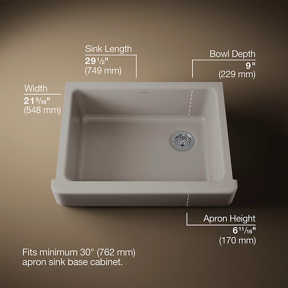 Kohler 6486-TRF Whitehaven Uc 30 Short Apron Sink