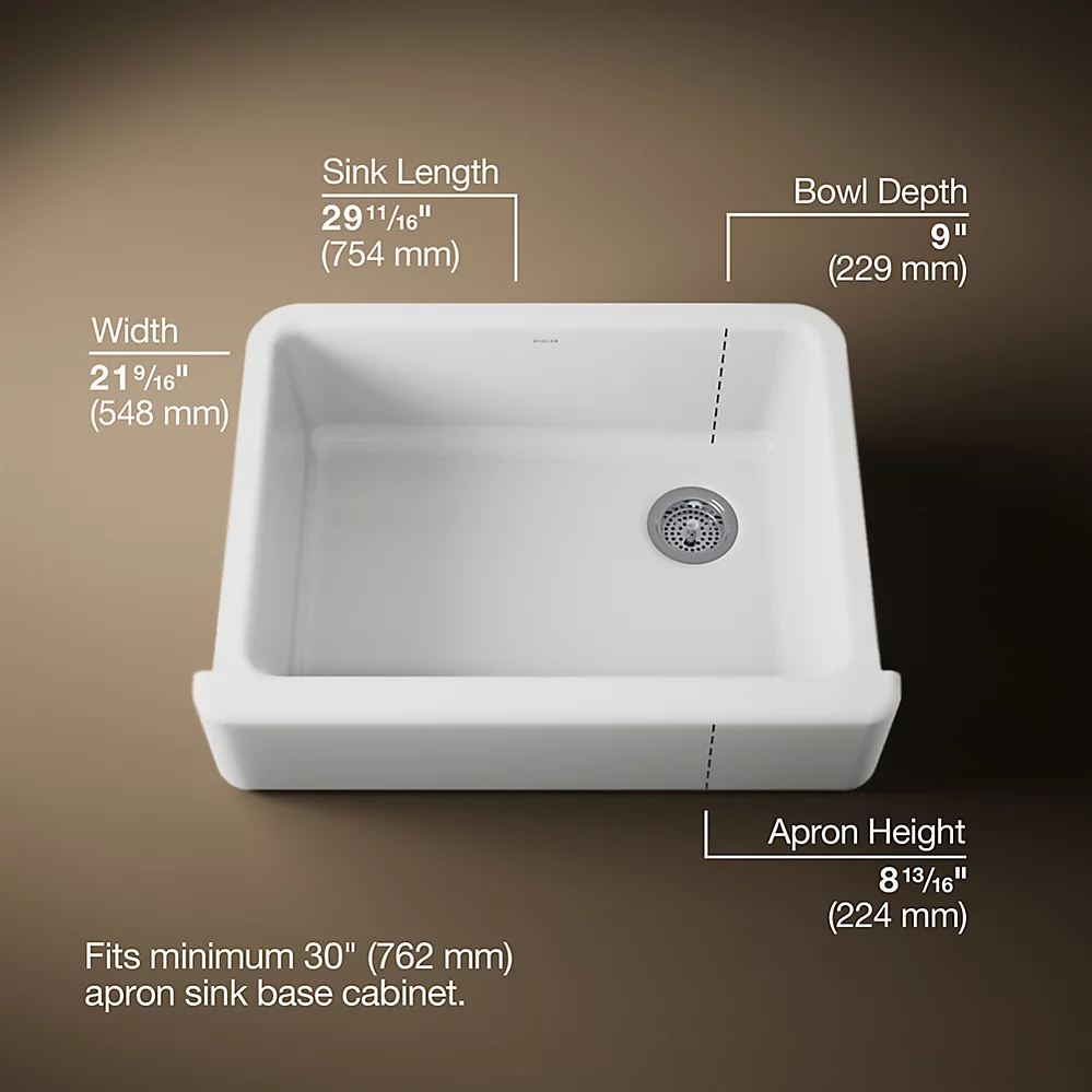 Kohler 6487-0 Whitehaven Uc, 30 , Tall Apron Sink
