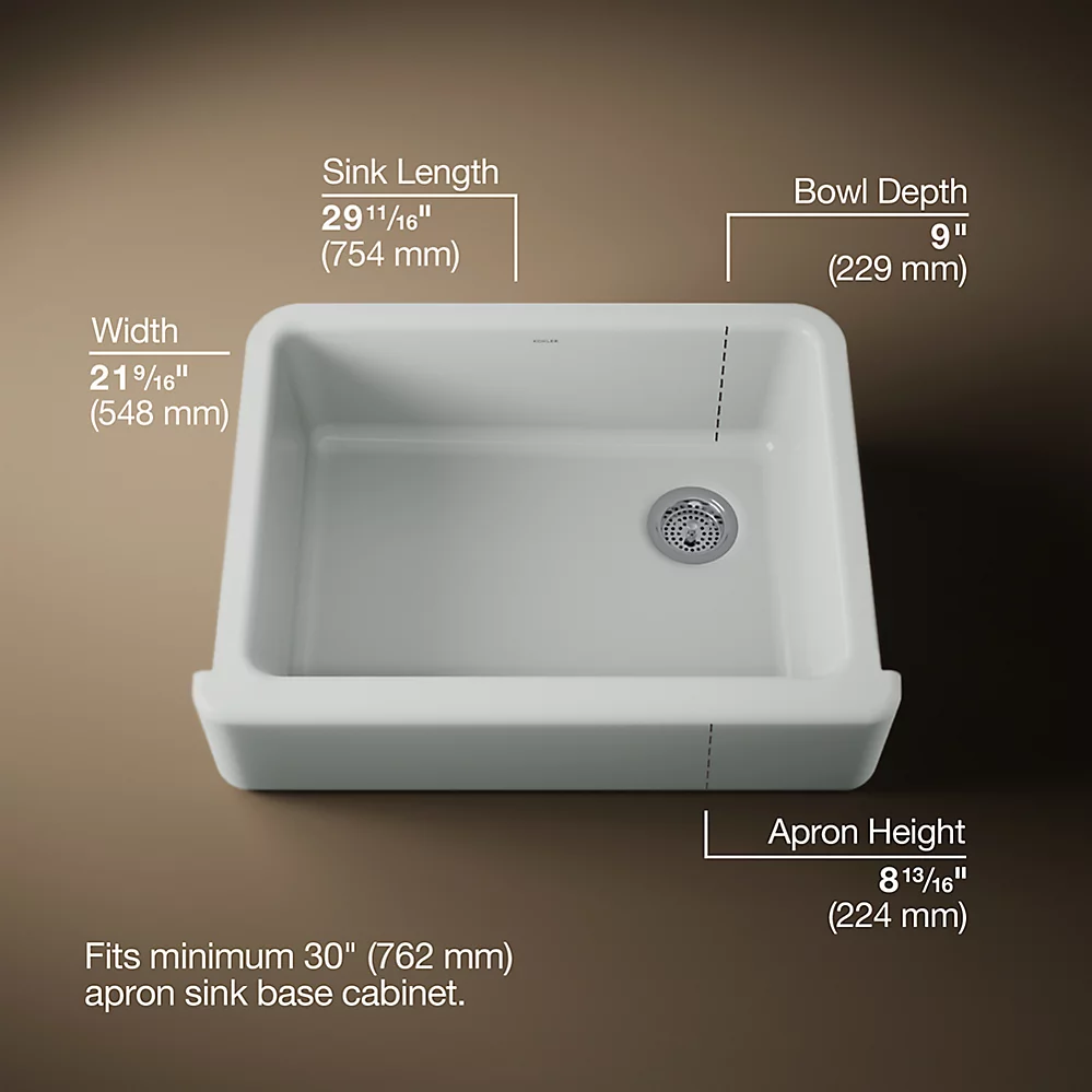Kohler 6487-95 Whitehaven Uc, 30 , Tall Apron Sink
