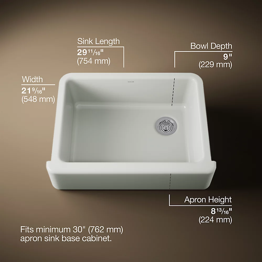 Kohler 6487-FF Whitehaven Uc, 30 , Tall Apron Sink