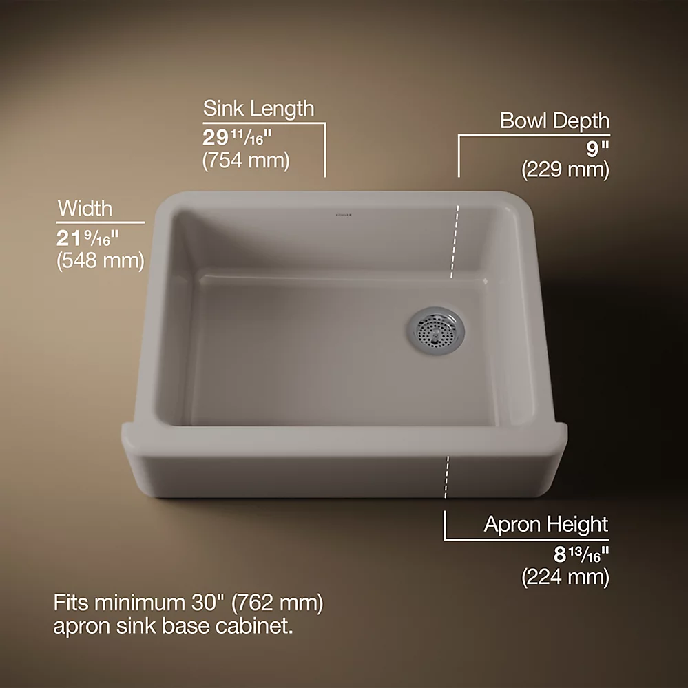 Kohler 6487-TRF Whitehaven Uc 30 Tall Apron Sink