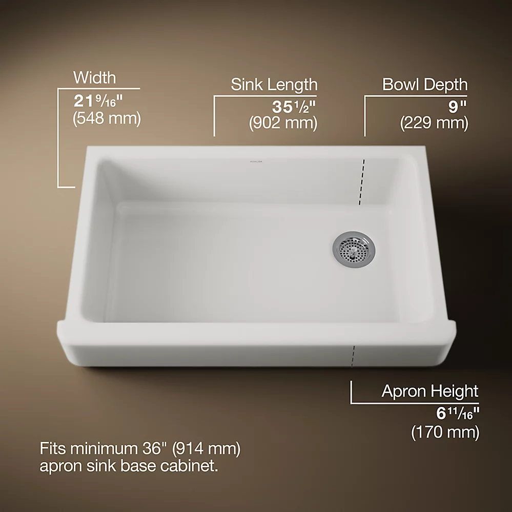 Kohler 6488-0 Whitehaven Uc 36 Short Apron Sink