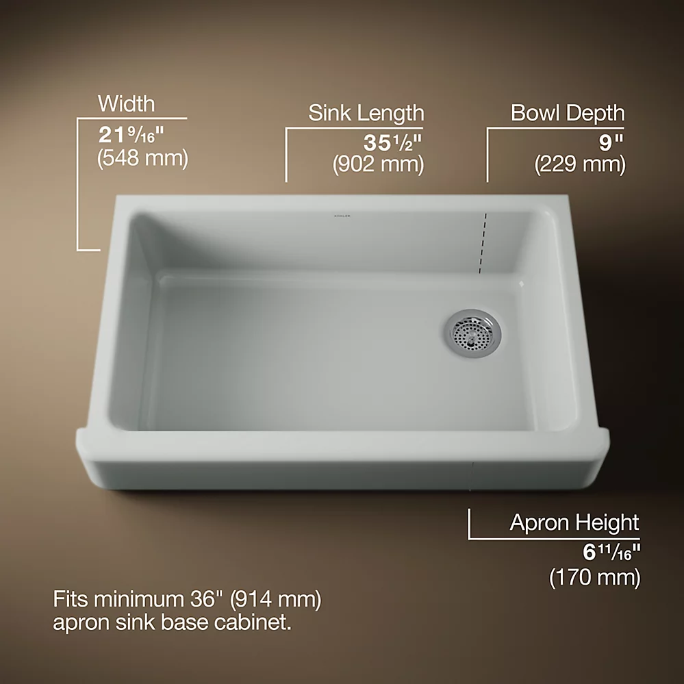 Kohler 6488-95 Whitehaven Uc 36 Short Apron Sink
