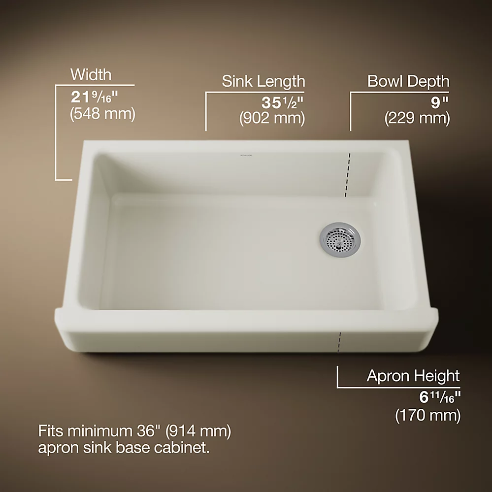 Kohler 6488-96 Whitehaven Uc 36 Short Apron Sink