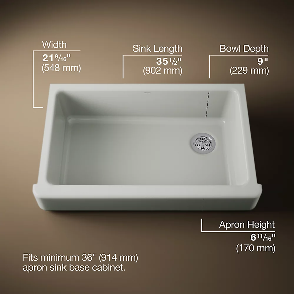 Kohler 6488-FF Whitehaven Uc 36 Short Apron Sink