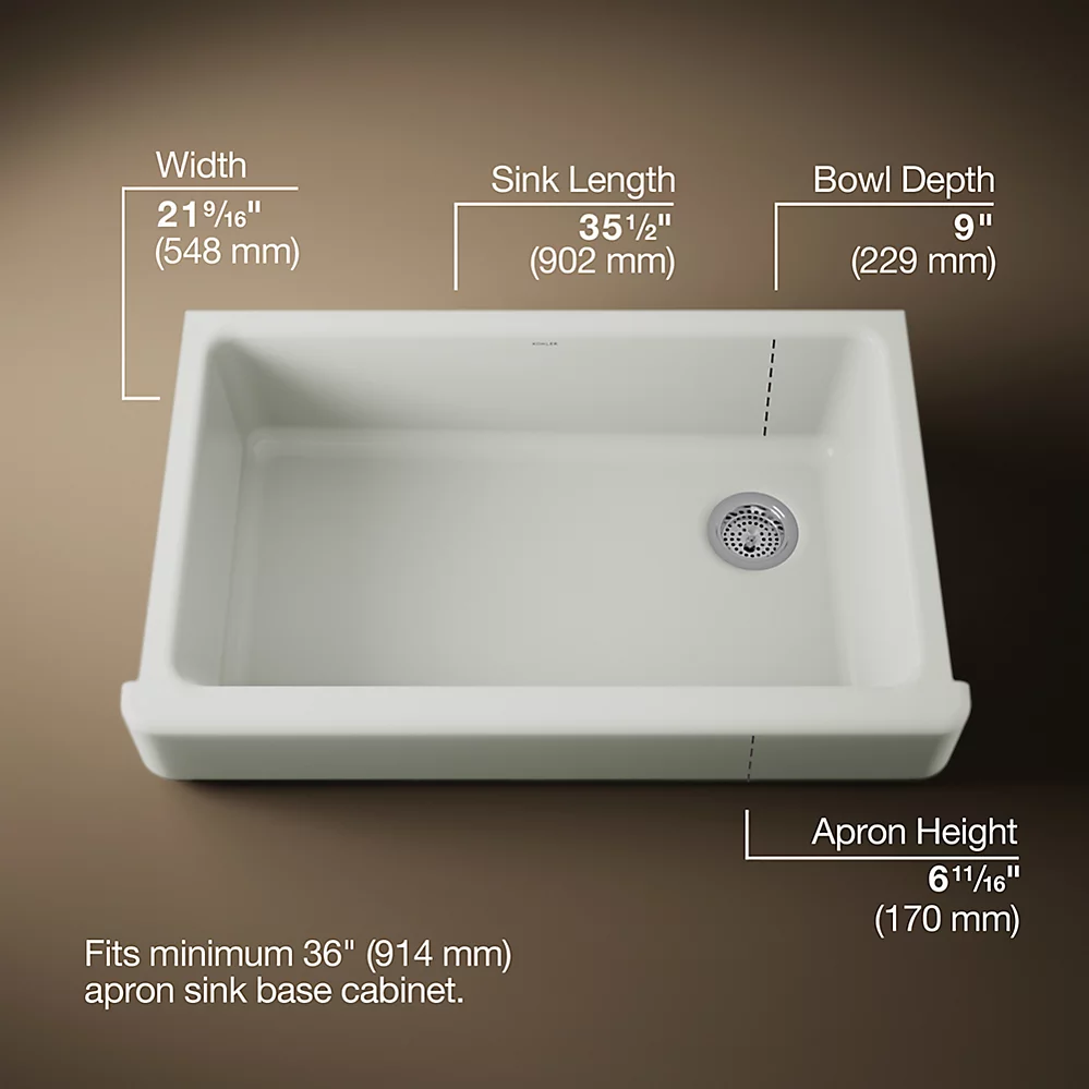 Kohler 6488-NY Whitehaven Uc 36 Short Apron Sink